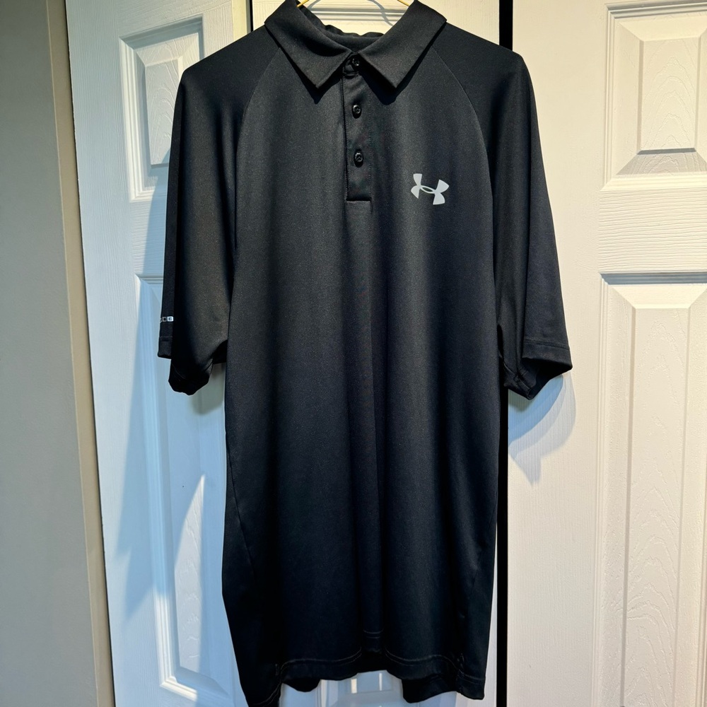UNDER ARMOUR MEN’S POLO Black  XL Loose Heatgear